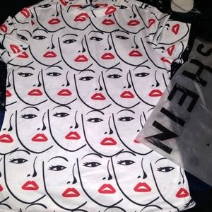 COPY - Never Been Used SheIn Super Cute Face with Makeup Shirt.